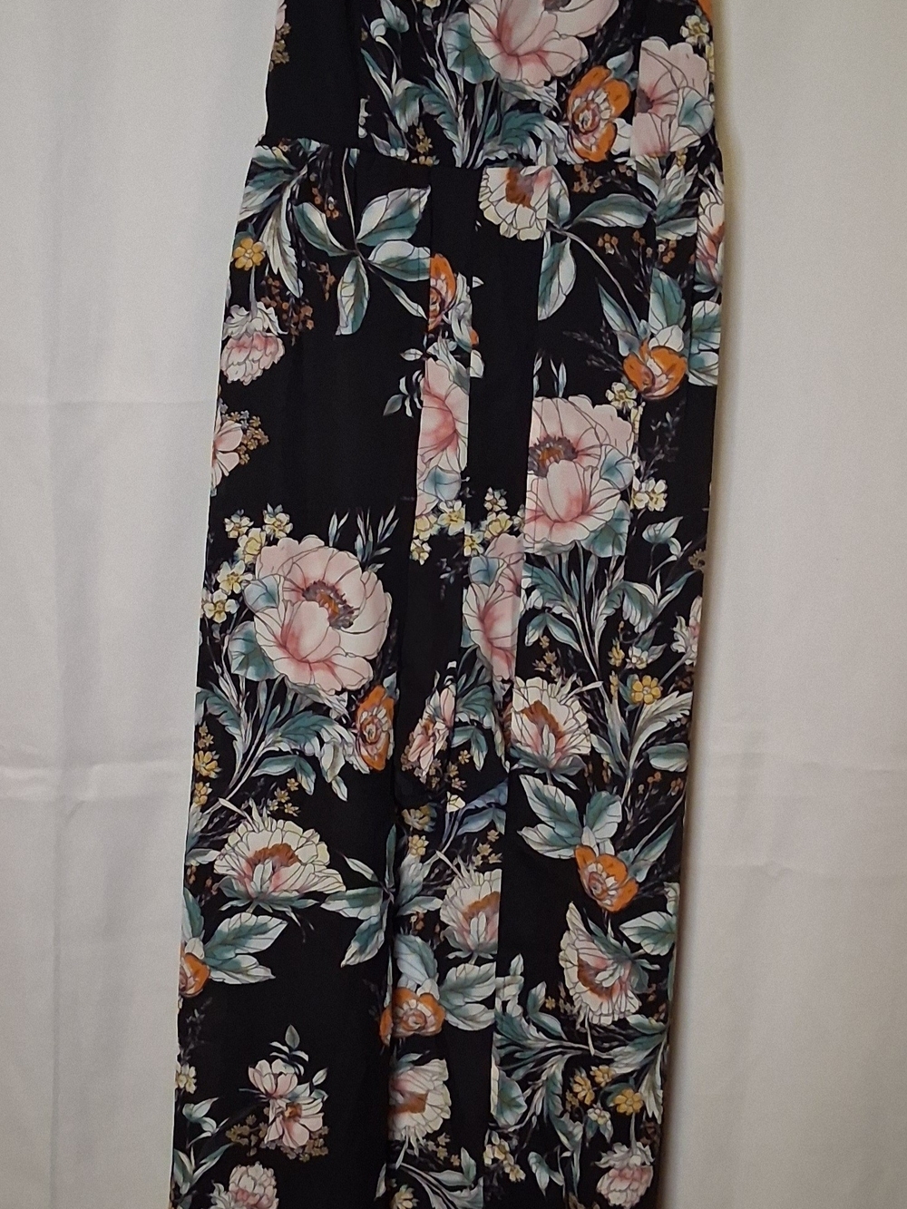 Band of Gypsies Black Floral Maxi Romper Jumpsuit - Spaghetti Strap